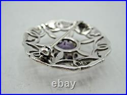 VINTAGE SCOTTISH IONA SILVER & AMETHYST BROOCH by JOHN HART. EDINBURGH 1961