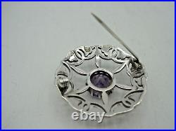 VINTAGE SCOTTISH IONA SILVER & AMETHYST BROOCH by JOHN HART. EDINBURGH 1961