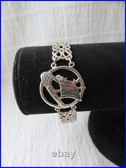 VINTAGE SCOTTISH SHETLAND SILVER GALLEON DESIGN BRACELET, EDIN 1963, 7 in 16.3gs