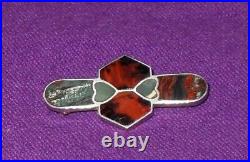 Victorian 1882 Hallmarked Sterling Silver Scottish Agate Specimen Brooch Antique