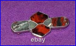 Victorian 1882 Hallmarked Sterling Silver Scottish Agate Specimen Brooch Antique