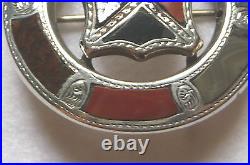 Victorian Handmade, Handchased Silver & Polished Agate, Shield Scottish Brooch