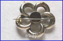 Victorian Handmade, Silver, Citrine & Agate 5-Petal Flower, Scottish Brooch