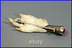 Victorian Hunting Sterling Silver Scottish Grouse Ptarmigan Claw Brooch Kilt Pin