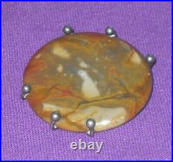 Victorian Large 1887 Hallmarked Sterling Silver Scottish Agate Brooch Antique