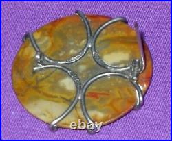Victorian Large 1887 Hallmarked Sterling Silver Scottish Agate Brooch Antique