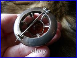 Victorian Scottish Agate & Citrine Large Brooch In Garrards Box 2 Diameter Xwl2