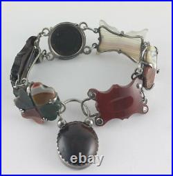 Victorian Scottish Agate Sterling Silver Link Bracelet