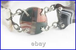 Victorian Scottish Agate Sterling Silver Link Bracelet