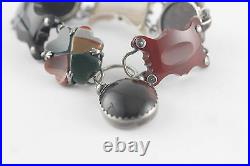 Victorian Scottish Agate Sterling Silver Link Bracelet