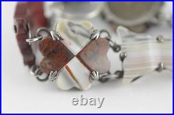 Victorian Scottish Agate Sterling Silver Link Bracelet