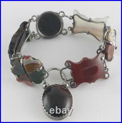 Victorian Scottish Agate Sterling Silver Link Bracelet