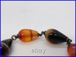 Victorian Scottish Banded & Red Agate Sterling Silver Heart Bracelet Antique