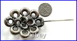 Victorian Scottish Lovers Knot Pebble Antique Brooch Sterling Multi Stone c1880