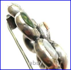 Victorian Scottish Lovers Knot Pebble Antique Brooch Sterling Multi Stone c1880