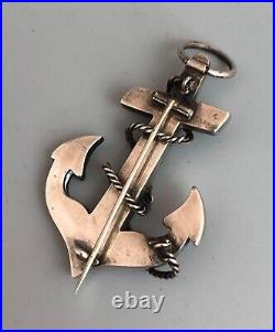 Victorian Scottish Silver & Agate Anchor Brooch c1880 ALZX