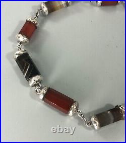 Victorian Scottish Silver & Agate Necklace 45.5cm AAZX