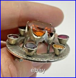 Victorian Scottish Silver Cairngorm Paste Brooch Antique