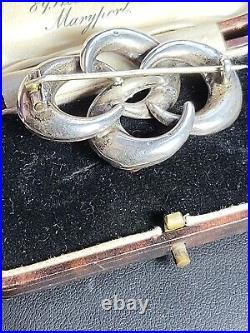 Victorian Scottish Silver knot with 4 Colours of Agate Brooch Cloak Pin