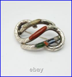 Victorian Scottish Silver knot with Banded Agate Brooch Cloak Pin