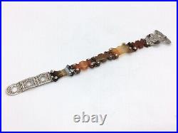 Victorian Scottish Solid Silver Agate Panel buckle Bracelet some minor damage