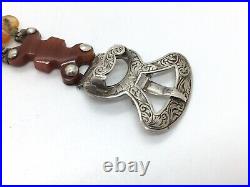 Victorian Scottish Solid Silver Agate Panel buckle Bracelet some minor damage