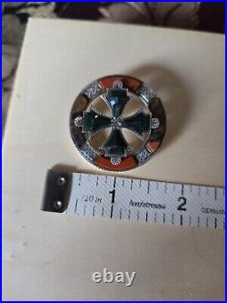 Victorian Scottish Specimen Agate Celtic Cross Silver Pebble Brooch Vgc