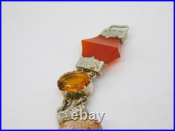 Victorian Scottish Sterling Silver, Agate, Amethyst, Citrine Bracelet Antique