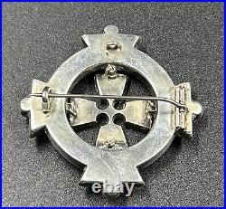 Victorian Scottish Sterling Silver Agate Celtic Maltese Cross Pendant Brooch Pin