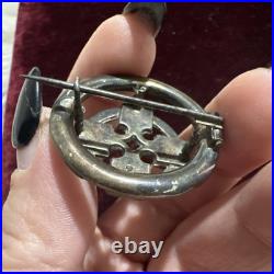 Victorian Scottish Sterling Silver Agate Celtic Maltese Cross Pendant Brooch Pin
