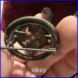 Victorian Scottish Sterling Silver Agate Celtic Maltese Cross Pendant Brooch Pin