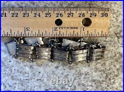 Victorian Scottish Sterling Silver Agate Padlock Heart Locket Bracelet 29g