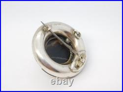 Victorian Scottish Sterling Silver Bull's Eye Agate, Bloodstone Brooch Antique