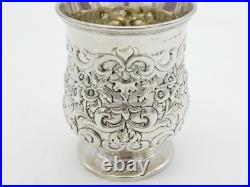 Victorian Scottish Sterling Silver Floral Beaker Cup Antique 1849 Edinburgh