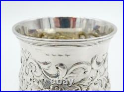 Victorian Scottish Sterling Silver Floral Beaker Cup Antique 1849 Edinburgh