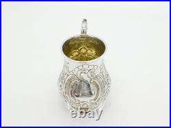 Victorian Scottish Sterling Silver Floral Christening Mug Tankard Antique 1859