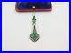 Victorian Scottish Sterling Silver Malachite Set Floral Drop Pendant Antique