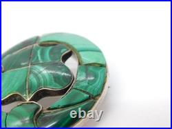 Victorian Scottish Sterling Silver Malachite Shield Form Brooch Antique c1860 Victorian Scottish Sterling Silver Malachite Shield Form Brooch Antique c1860