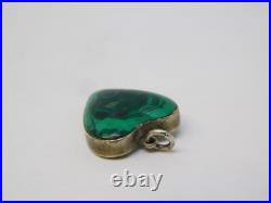 Victorian Scottish Sterling Silver & Malachite Sweetheart Pendant Antique c1860