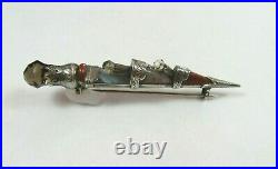 Victorian Scottish Thistle Sterling Silver Agate Kilt Pin Celtic Dirk G903