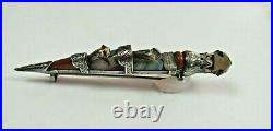 Victorian Scottish Thistle Sterling Silver Agate Kilt Pin Celtic Dirk G903