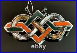 Victorian Scottish agate and sterling silver knot brooch