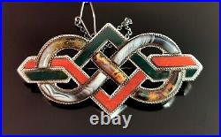 Victorian Scottish agate and sterling silver knot brooch