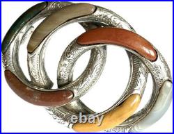 Victorian Scottish agate knot brooch 925 sterling silver, c. 1880, antique