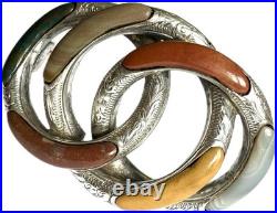 Victorian Scottish agate knot brooch 925 sterling silver, c. 1880, antique