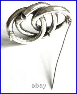 Victorian Scottish agate knot brooch 925 sterling silver, c. 1880, antique