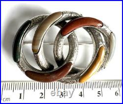 Victorian Scottish agate knot brooch 925 sterling silver, c. 1880, antique Victorian Scottish agate knot brooch 925 sterling silver, c. 1880, antique