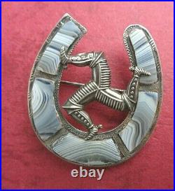 Victorian Silver Scottish Montrose Agate Sweetheart ISLE OF MAN Brooch h/m 1888