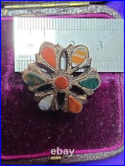 Victorian Silver Scottish Pebble Agate Celtic Pendant Brooch. Early Example