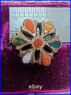 Victorian Silver Scottish Pebble Agate Celtic Pendant Brooch. Early Example